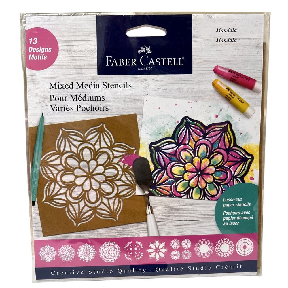 Faber Castell Paper Stencils 13 Designs Mixed Media Stencils Mandala NEW